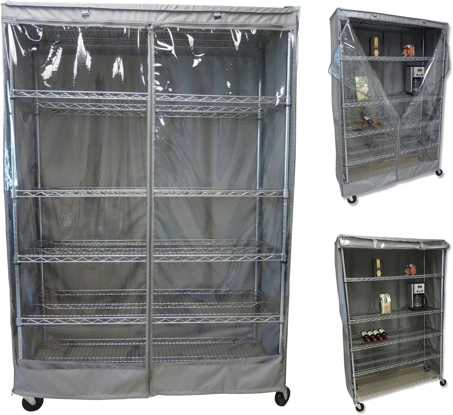 Premium Clear Front Wire Shelf Cover Grey HeavyDuty Storage For Wire