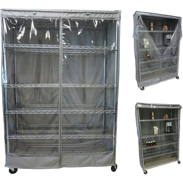 Premium Clear Front Wire Shelf Cover Grey HeavyDuty Storage For Wire Shelving Rack (48”Wx18