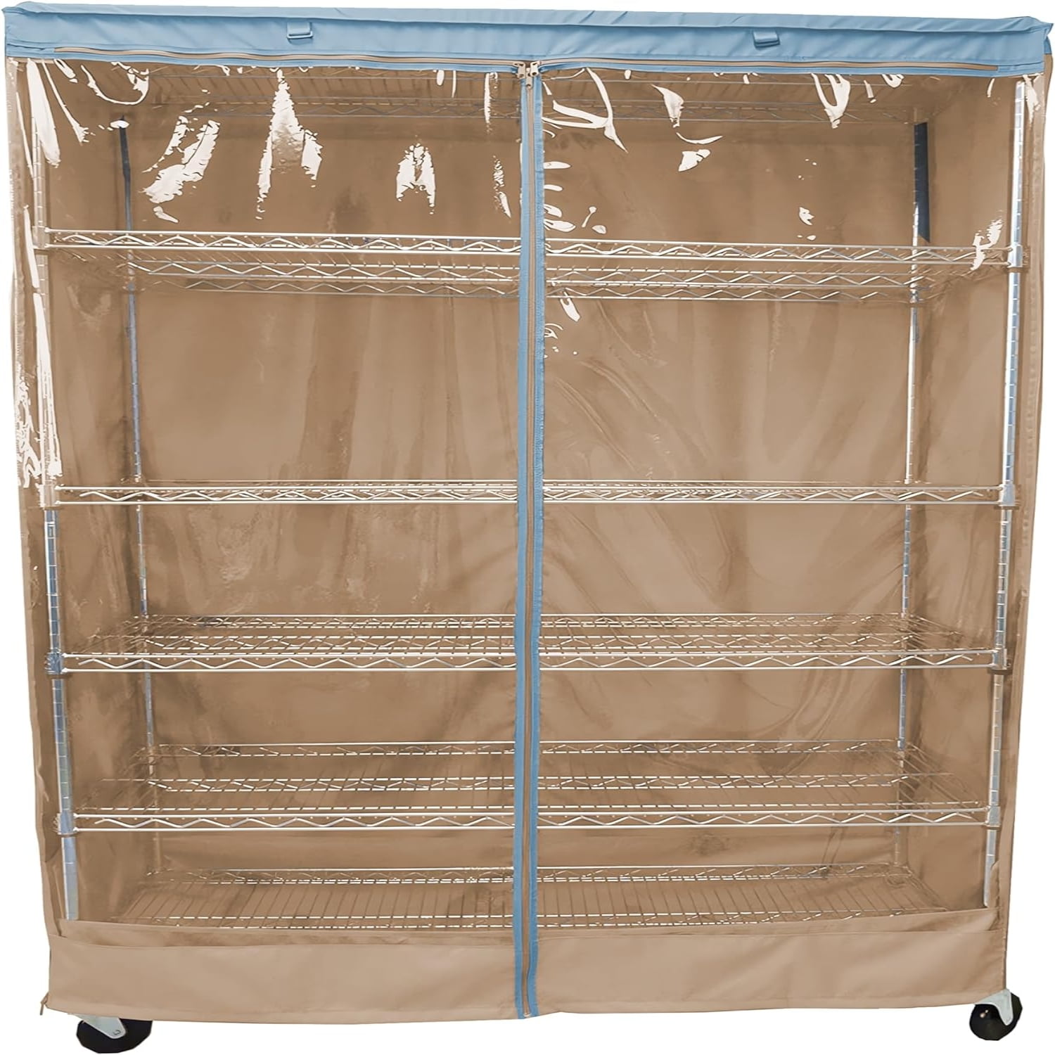 Premium Clear Front Wire Shelf Cover Khaki Blue HeavyDuty Storage