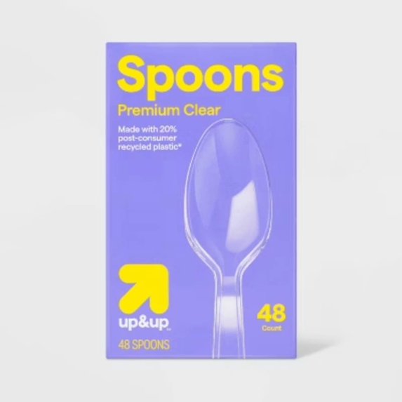Premium Clear Plastic Spoons - 48ct - up&up: Disposable Spoons, 6.53" Length, 1.25" Width