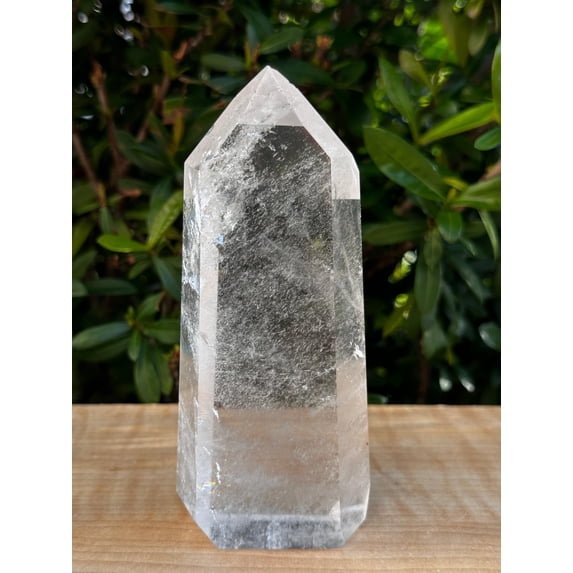 Premium Clear Quartz Obelisk, Standing Polished Clear Quartz Point (16-17 oz)