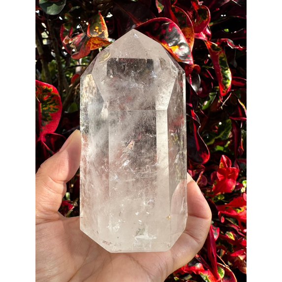 Premium Clear Quartz Obelisk, Standing Polished Clear Quartz Point (22-23 oz)