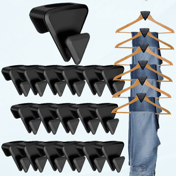 Premium Clothes Organizer - Triangle Hanger Spacers, AS-SEEN-ON-TV, Closet Space Savers - 18pcs Heavy Duty Cascading Hanger Hooks to Create Up to 3X Closet Space and MoreBlack