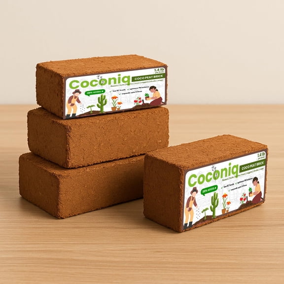 Premium Coco Coir Bricks 4 Pack - Lightweight Cocopeat for Garden Soil, Compressed Coconut Fiber Brick for Potting, Gardening, Planting, Seed Starting, Indoor & Outdoor Plants, Set of 4