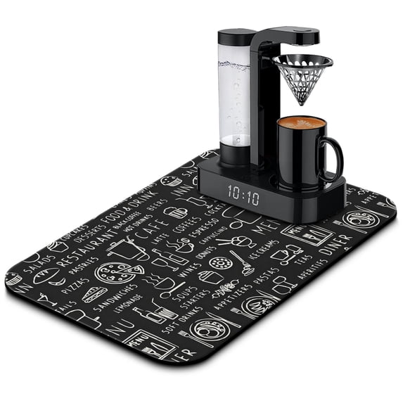 Premium Coffee Bar Mat (19.5x12in) - Superior Absorption & Stain-Hiding, Anti-Slip, Perfectly Fits Under Coffee Machines Coffee Drying Mat An Excellent Dish Drying Solution for Kitchen