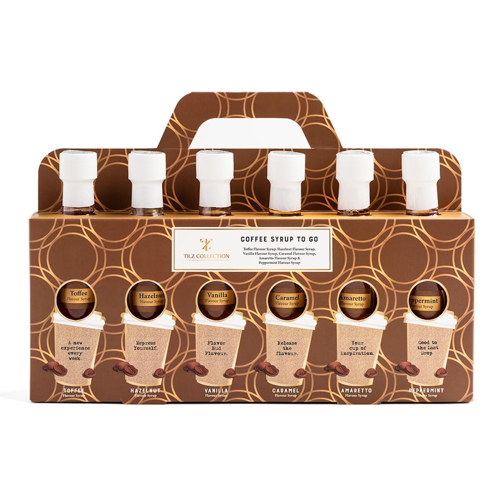 Premium Coffee Syrup Gift - Set 6 x 75ml Assorted Flavoured Syrup For ...