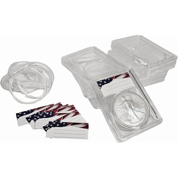 Premium Coin Slab Holder with 40mm Translucent Sizing Ring for Silver