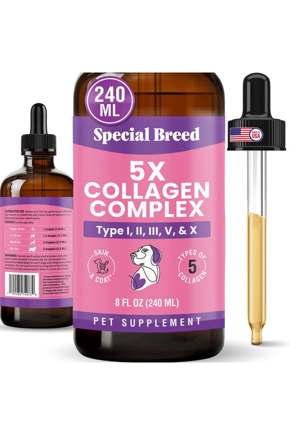 Premium Collagen for Dogs - Liquid Support for Joints, Skin, Coat, Bone, Immune System & HIPS - Collagen Supplement - Made in USA - 8oz