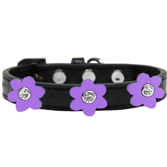 Premium Collar, Black with Lavender Flowers - Size 12