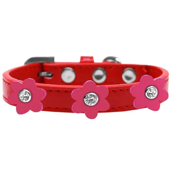 Premium Collar, Red with Pink Flowers - Size 16