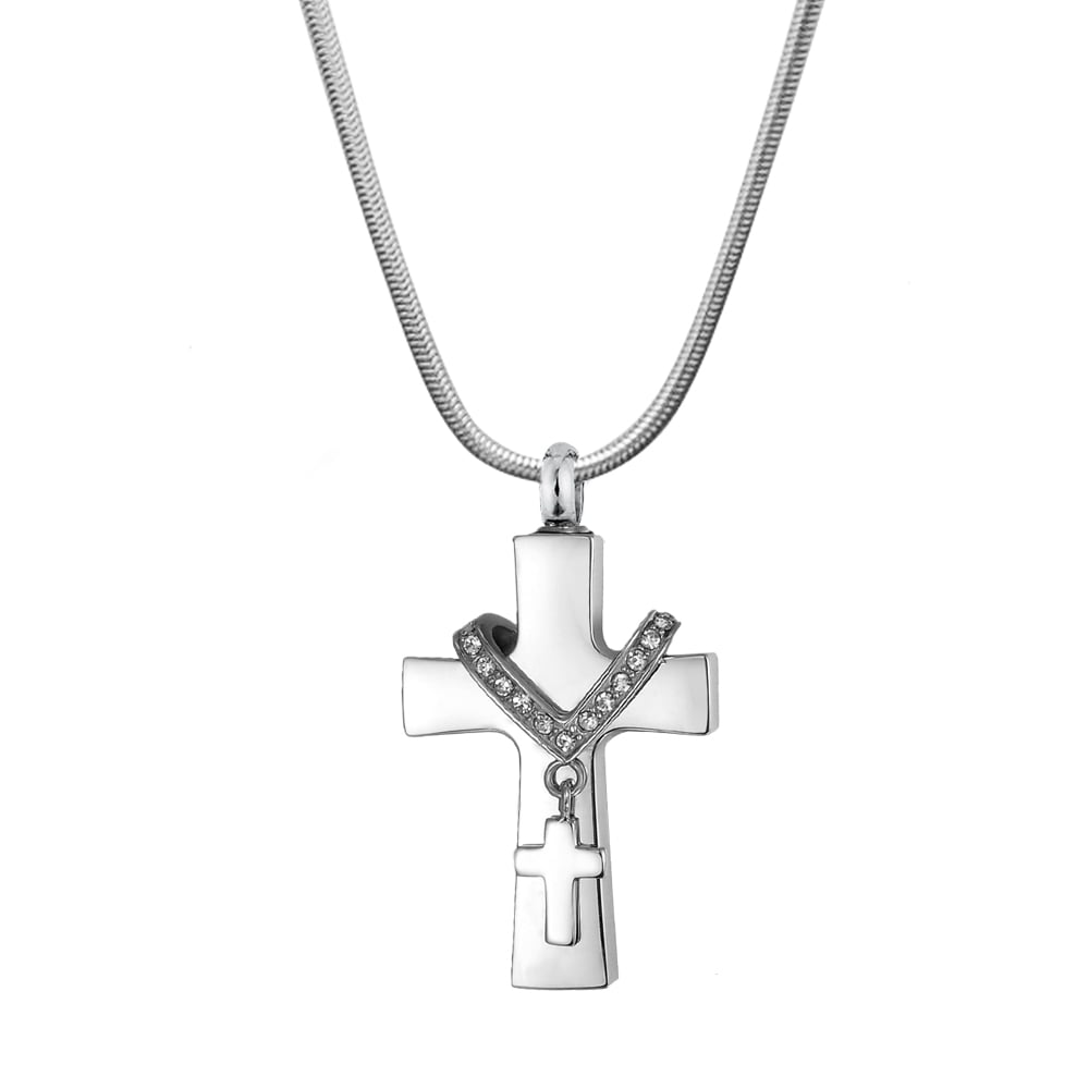 Premium Collet Cross Ashes Container Portable Cremation Jewelry Memorial Necklace Cremation Urn Neckalce for Ashes