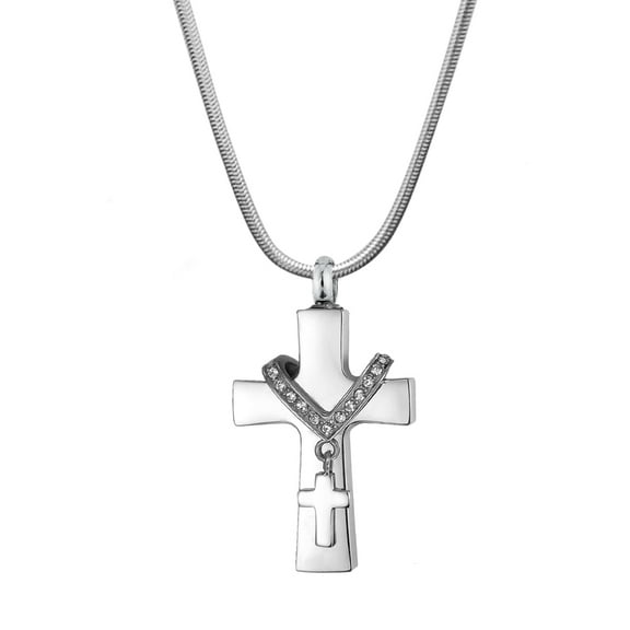 Premium Collet Cross Ashes Container Portable Cremation Jewelry Memorial Necklace Cremation Urn Neckalce for Ashes