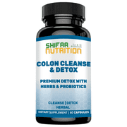 Shifaa Nutrition Halal Colon Cleanse & Detox Pills   30 Ct, 2x15 Day Supply with Probiotics, Fennel, Cascara Sagrada & Ginger Root for Digestive Support