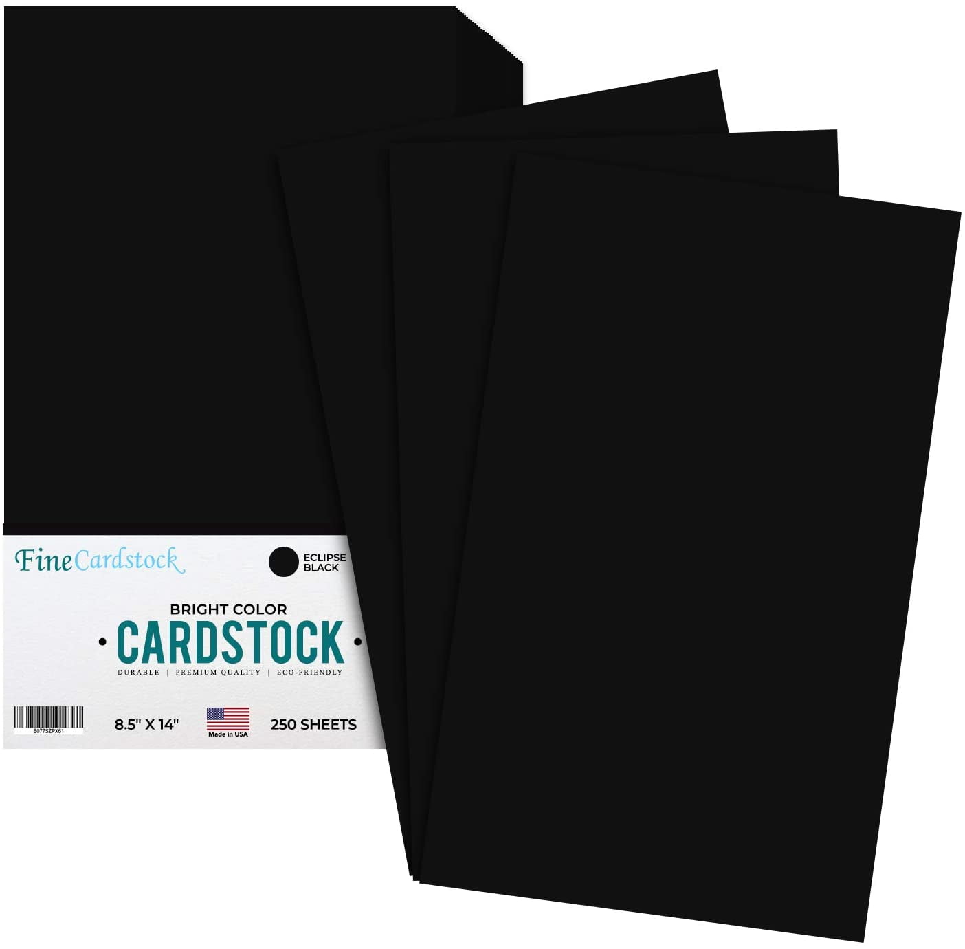 Premium Color Card Stock Paper | 250 Per Pack | Superior Thick 65-lb Cardstock, Perfect for School Supplies, Holiday Crafting, Arts and Crafts | Acid & Lignin Free | Eclipse Black | 8.5 x 14
