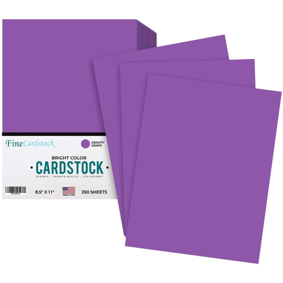 Premium Color Card Stock Paper | 250 Per Pack | Superior Thick 65-lb Cardstock, Perfect for School Supplies, Holiday Crafting, Arts and Crafts | Acid & Lignin Free | Gravity Grape | 8.5 x 11