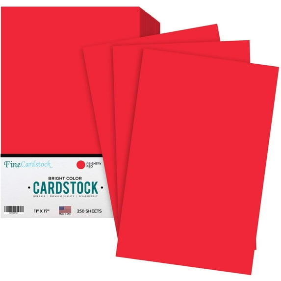 Premium Color Card Stock Paper | 250 Per Pack | Superior Thick 65-lb Cardstock, Perfect for School Supplies, Holiday Crafting, Arts and Crafts | Acid & Lignin Free | Re-Entry Red | 11 x 17