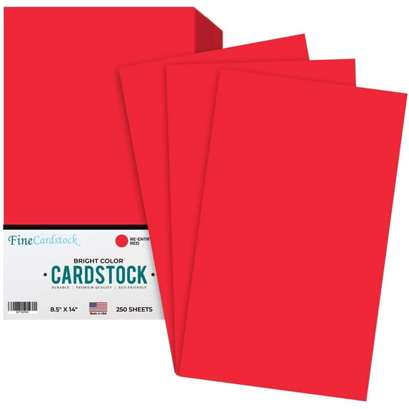Premium Color Card Stock Paper | 250 Per Pack | Superior Thick 65-lb Cardstock, Perfect for School Supplies, Holiday Crafting, Arts and Crafts | Acid & Lignin Free | Red | 8.5 x 14