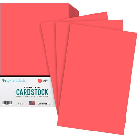 Premium Color Card Stock Paper | 250 Per Pack | Superior Thick 65-lb Cardstock, Perfect for School Supplies, Holiday Crafting, Arts and Crafts | Acid & Lignin Free | Rocket Red | 11 x 17