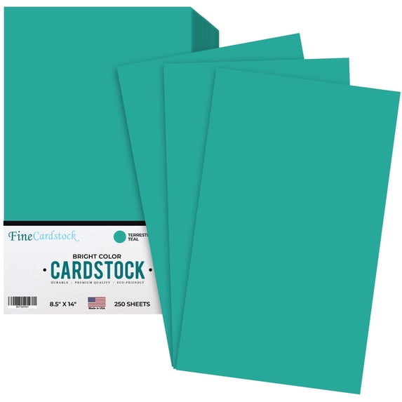 Premium Color Card Stock Paper | 250 Per Pack | Superior Thick 65-lb Cardstock, Perfect for School Supplies, Holiday Crafting, Arts and Crafts | Acid & Lignin Free | Terrestrial Teal | 8.5 x 14