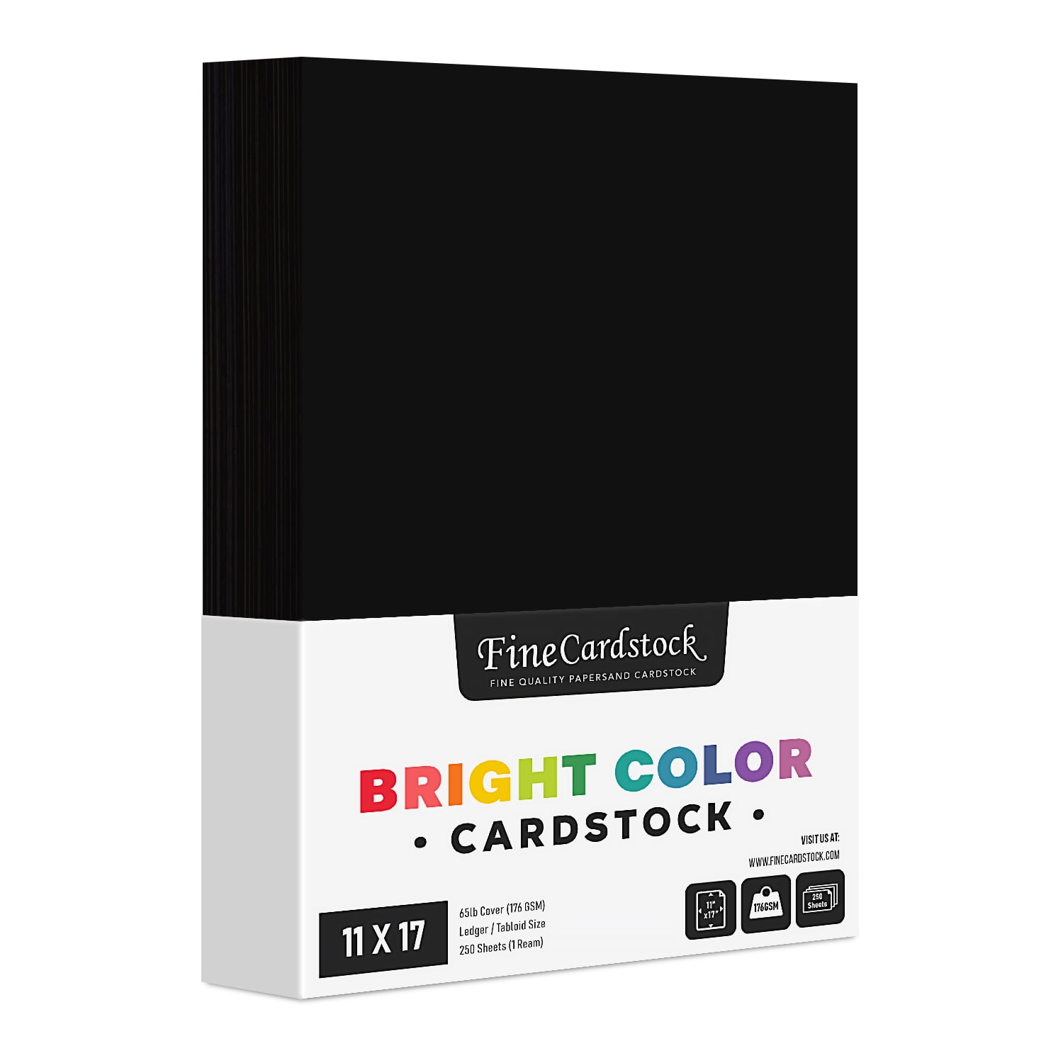 Premium Color Card Stock Paper - 65 Lb Cover Cardstock - 250 Sheets per Pack (11 x 17, Black)