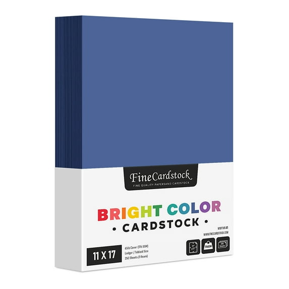 Premium Color Card Stock Paper - 65 Lb Cover Cardstock - 250 Sheets per Pack (11 x 17, Dark Blue)