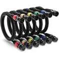 thumbnail image 1 of Premium Color-Coded XLR Cables 6-Pack,EBXYA 1-Meter Male to Female Microphone Cables with Figure-8 Winding (Black, Blue, Green, Yellow, Orange, Red) for Studio,Live Sound & DJ Setups, 1 of 6
