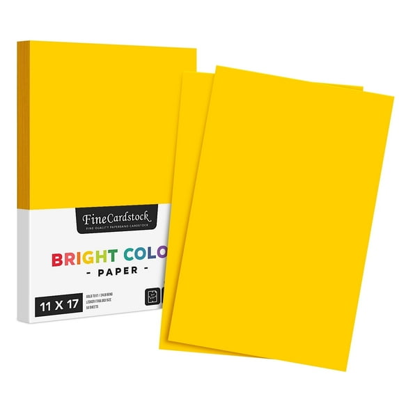 Premium Color Paper 24lb - 50 Sheets Per Pack (11 x 17, Yellow)