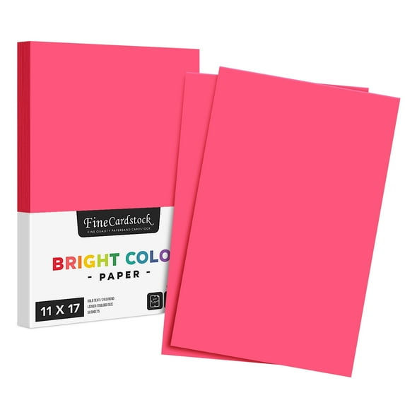 Premium Color Paper 24lb - 50 Sheets Per Pack (11 x 17, Hot Pink)