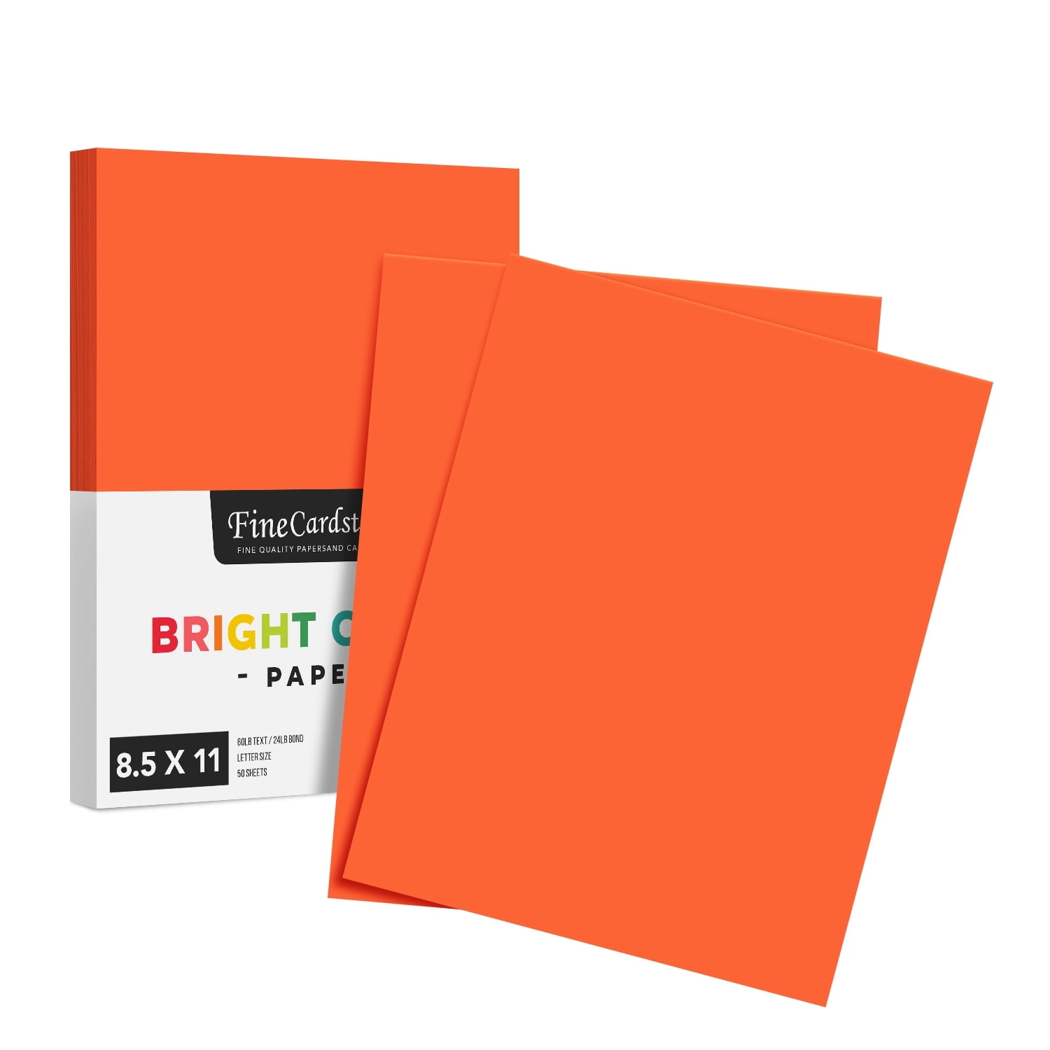 Premium Color Paper 24lb - 50 Sheets Per Pack (8.5 x 11, Dark Orange)