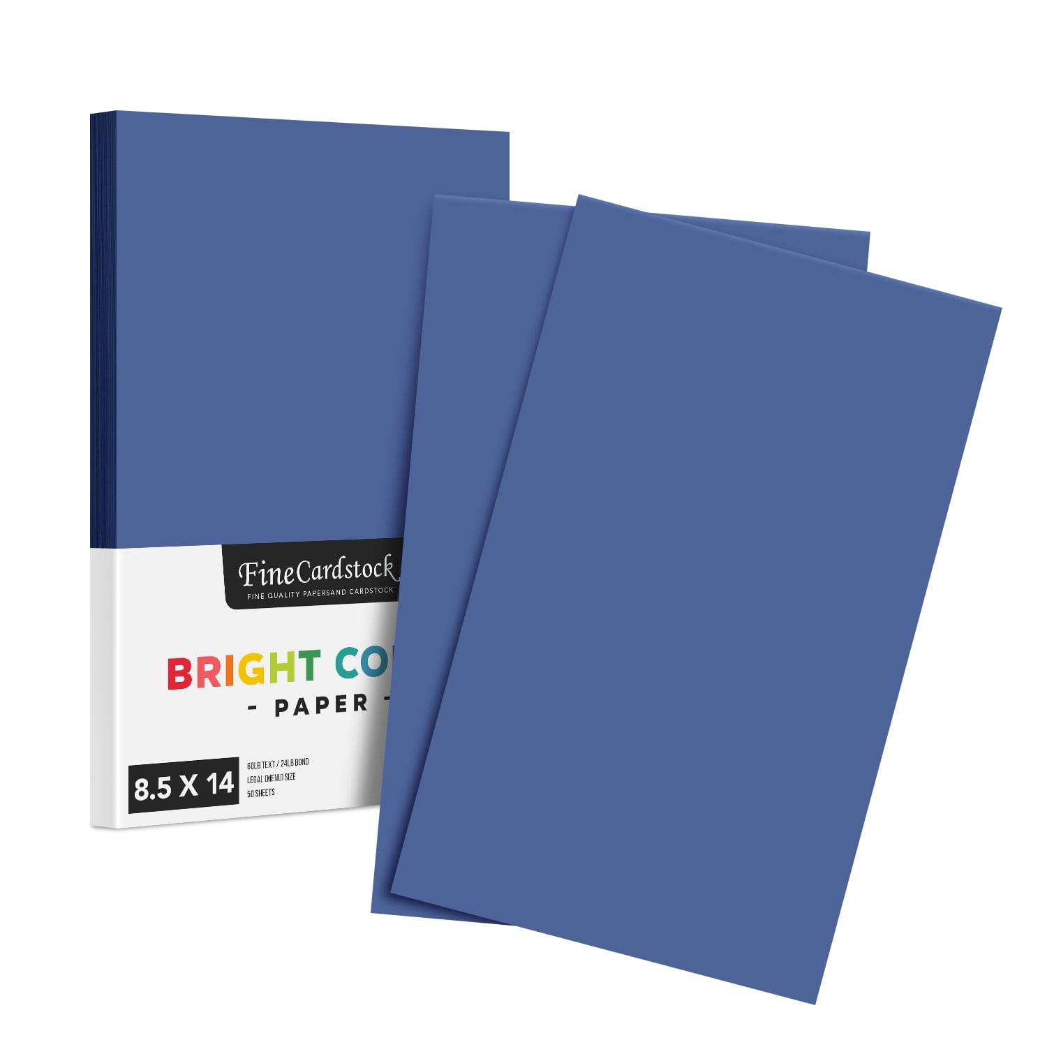 Premium Color Paper 24lb - 50 Sheets Per Pack (8.5 x 14, Dark Blue)
