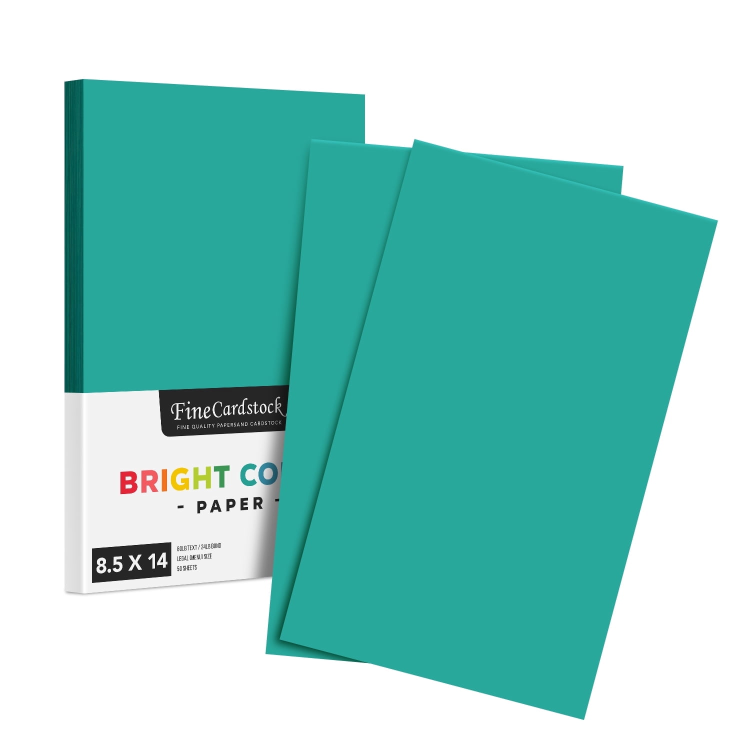 Premium Color Paper 24lb - 50 Sheets Per Pack (8.5 x 14, Teal ...