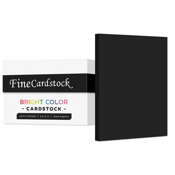 Premium Colored Card Stock Paper | Case of 1000 Sheets | Medium Weight 65lb Cardstock, Perfect for School Supplies, Arts and Crafts | Acid and Lignin Free | 8.5 x 11 Inches | Black