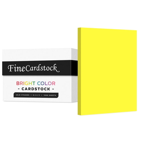 Premium Colored Card Stock Paper | Case of 1000 Sheets | Medium Weight 65lb Cardstock, Perfect for School Supplies, Arts and Crafts | Acid and Lignin Free | 8.5 x 11 Inches | Lemon