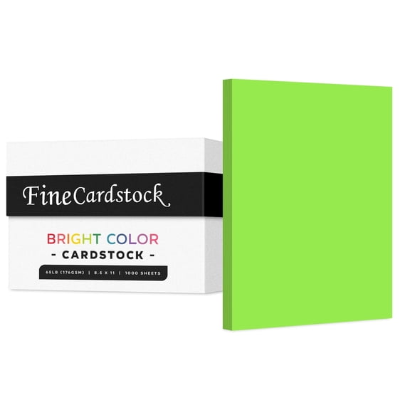 Premium Colored Card Stock Paper | Case of 1000 Sheets | Medium Weight 65lb Cardstock, Perfect for School Supplies, Arts and Crafts | Acid and Lignin Free | 8.5 x 11 Inches | Neon Green