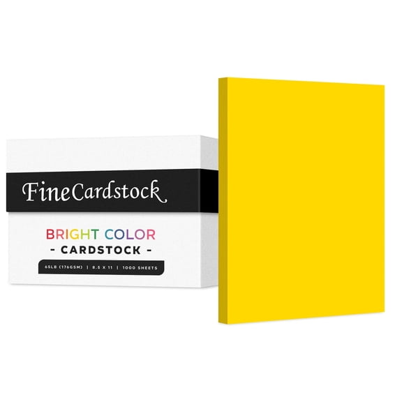 Premium Colored Card Stock Paper | Case of 1000 Sheets | Medium Weight 65lb Cardstock, Perfect for School Supplies, Arts and Crafts | Acid and Lignin Free | 8.5 x 11 Inches | Sun Yellow