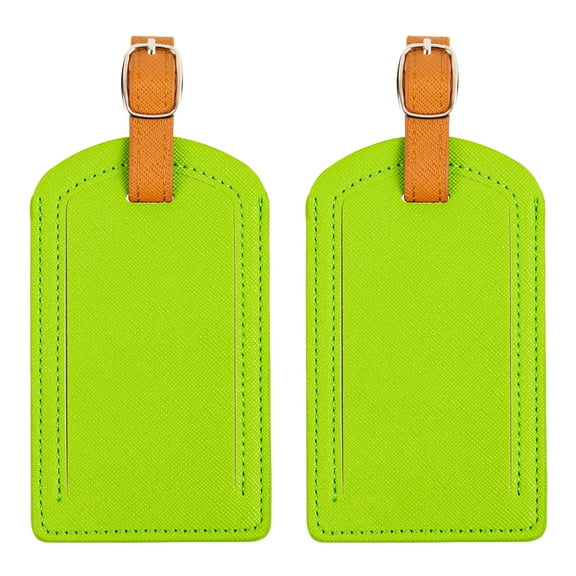 Premium Colored Luggage Tags for Luggage, Travel Bags & Suitcases by Adventure Goods - Neon Green (Pack of 2)