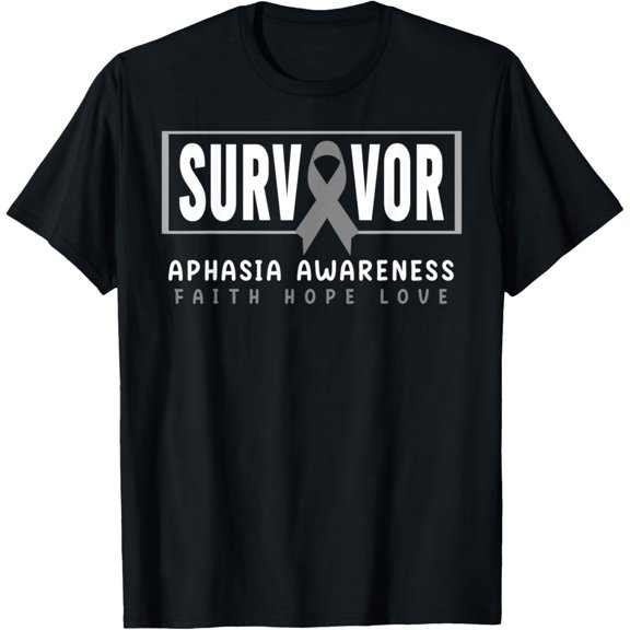 Premium Comfort - Aphasia Awareness Shirt - Gray Ribbon Aphasia Survivor T-Shirt