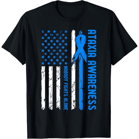 Premium Comfort - Ataxia Awareness Flag Nobody Fights Alone T-Shirt