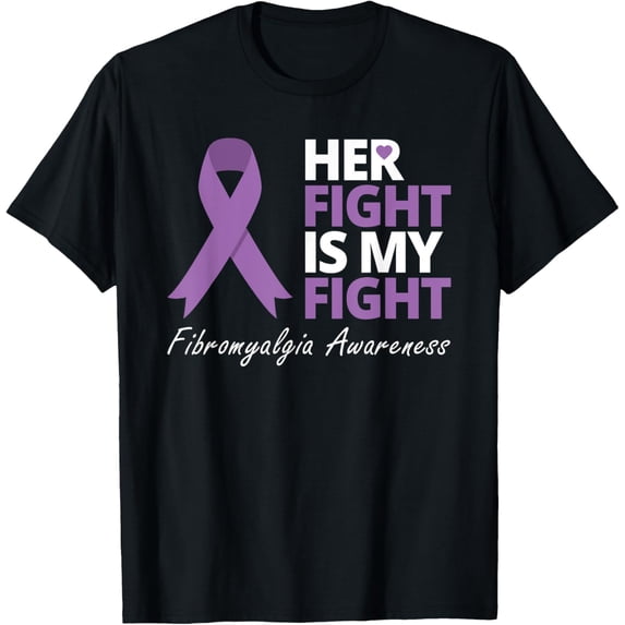 Premium Comfort - Her Fight Is My Fight T Shirt Fibromyalgia Awareness Ribbon T-Shirt