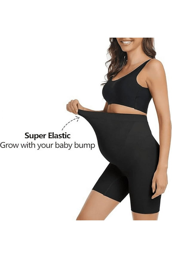 Premium Comfort Maternity Shapewear Shorts - High Waisted, Seamless Support for Pregnancy - Soft Abdominal Compression, Knee Length, Sizes S-XXXL - Designed for Expecting Moms Everyday Wear