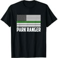 thumbnail image 1 of Premium Comfort - Park Ranger Green Line American Flag Wildlife Game Warden T-Shirt, 1 of 4