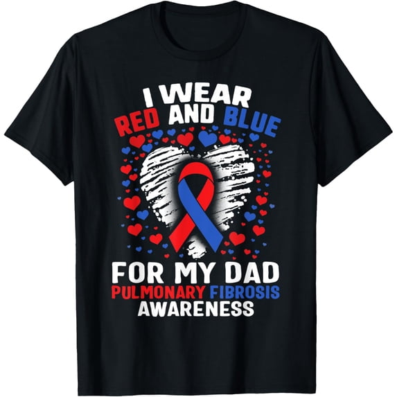 Premium Comfort - Pulmonary Fibrosis I Wear Red Blue For Dad Awareness Ribbon T-Shirt