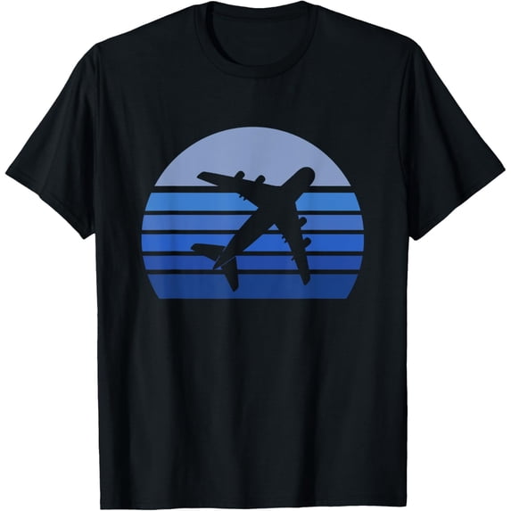 Premium Comfort - Retro Airplane Silhouette Pilot Aviation Flight Attendance T-Shirt