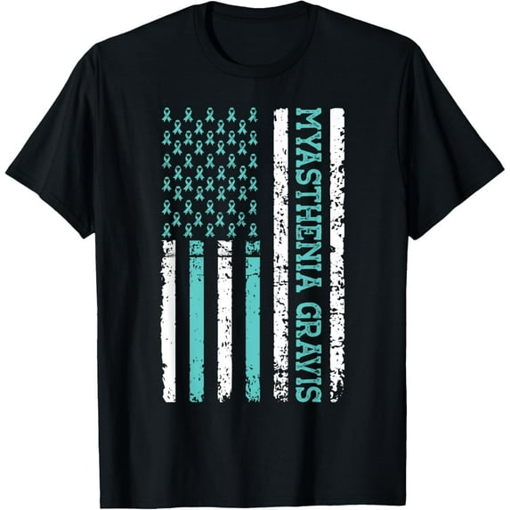 Premium Comfort - Ribbon American Myasthenia Gravis Awareness US Flag Vintage T-Shirt