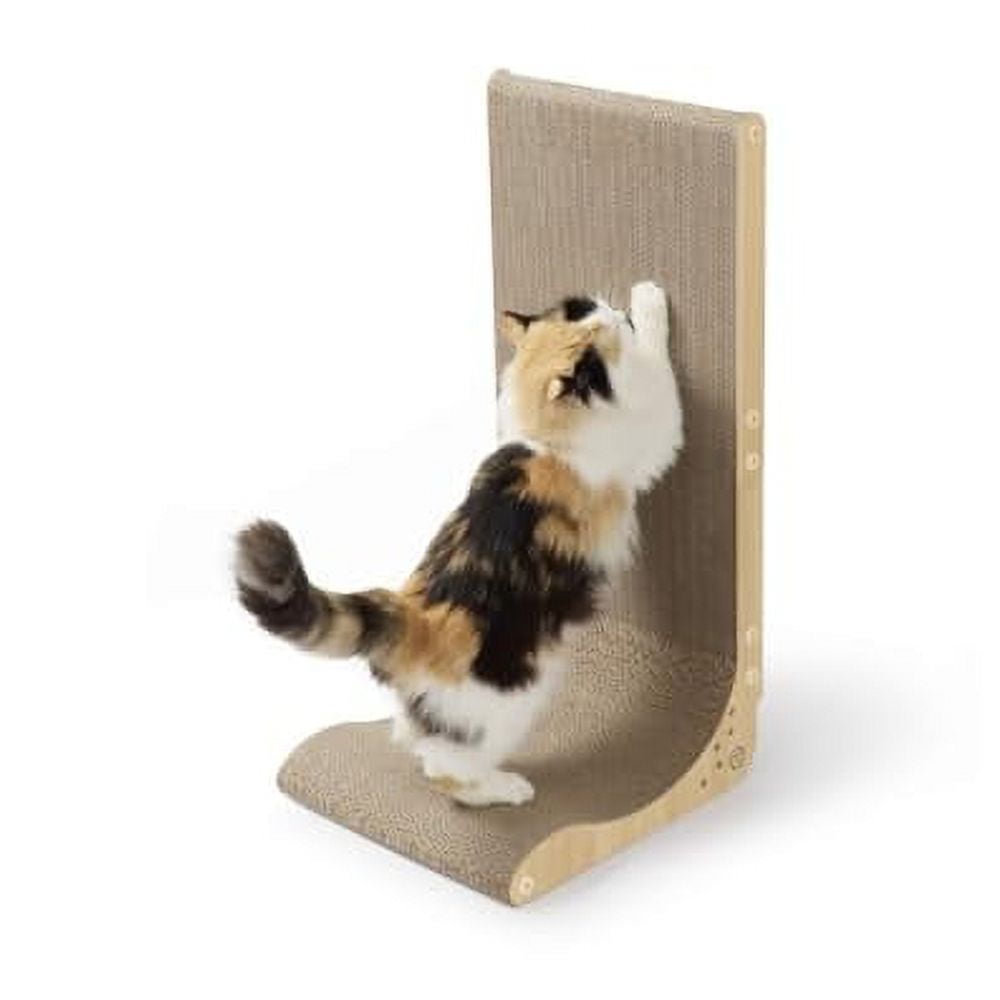 Oak and Cardboard Wall-Mounted Cat Scratching Board