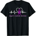 thumbnail image 1 of Premium Comfort - Sjogrens Syndrome Awareness Heartbeat Purple Ribbon T-Shirt, 1 of 4