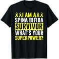 thumbnail image 1 of men and women can wear， Spina Bifida Awareness Survivor Yellow Ribbon Support T-Shirt, 1 of 4