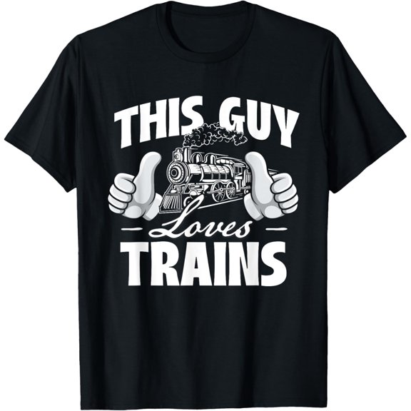 Premium Comfort - This Guy Loves Trains - Railroad Lover Locomotive Conductor T-Shirt