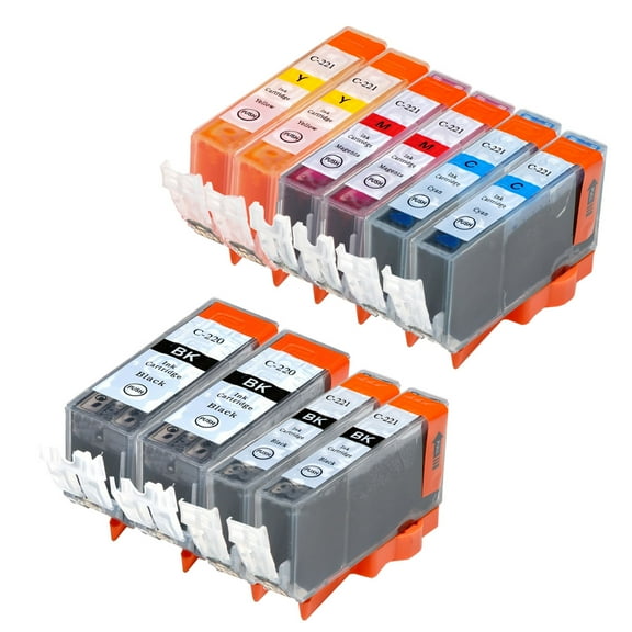 Premium Compatible Ink Cartridge Replacement for Canon CLI-221/PGI-220 - 10 Pack