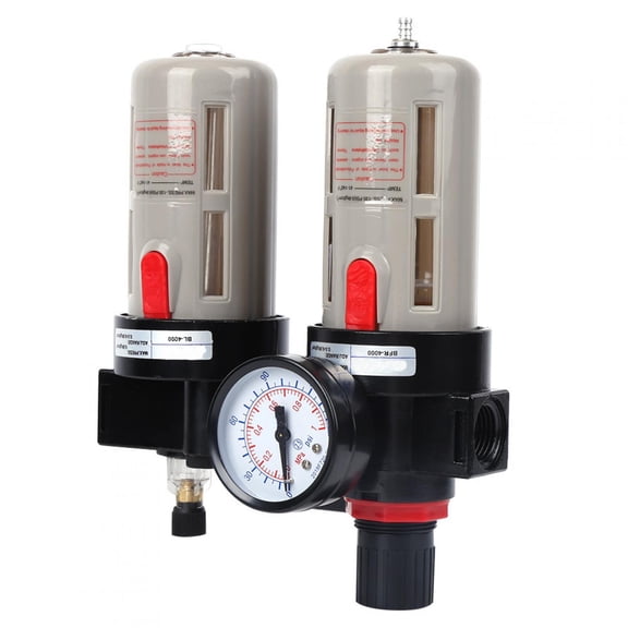 Premium Compressed Air Filter Oil Water Separator with Pressure Gauge, BFC4000 1/2 Inch Port Size G1/2 Industrial Grade Air Treatment Regulator, 8.27 x 6.3 Inches / 21 x 16 cm